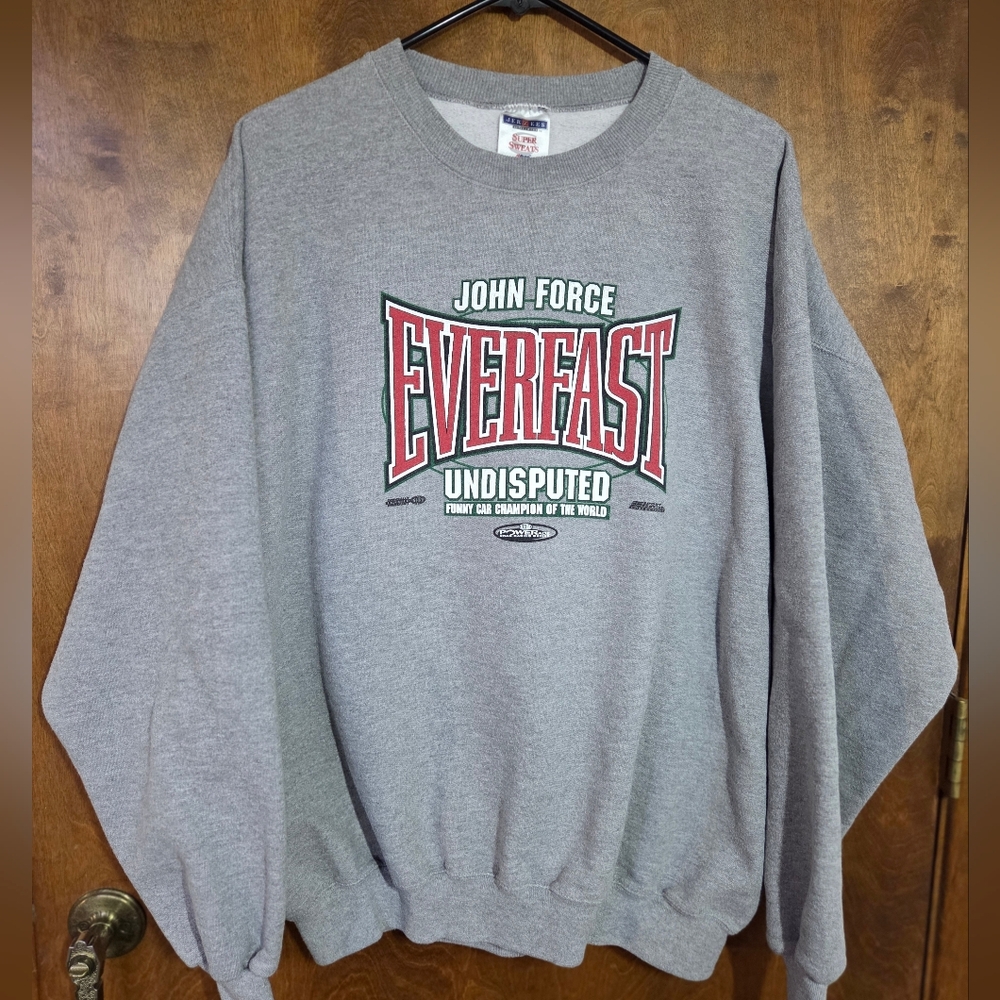 John Force Everfast NHRA Funny Car Champion of the World Ash Gray Sweatshirt XL
